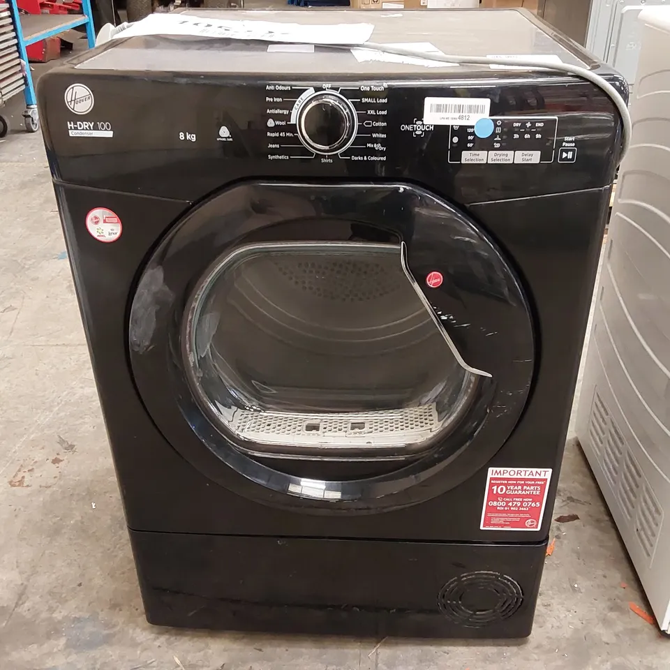 HOOVER HLEC8LGB-80 FREESTANDING CONDENSER TUMBLE DRYER, SENSOR DRY, 8 KG LOAD, BLACK [ENERGY CLASS B]