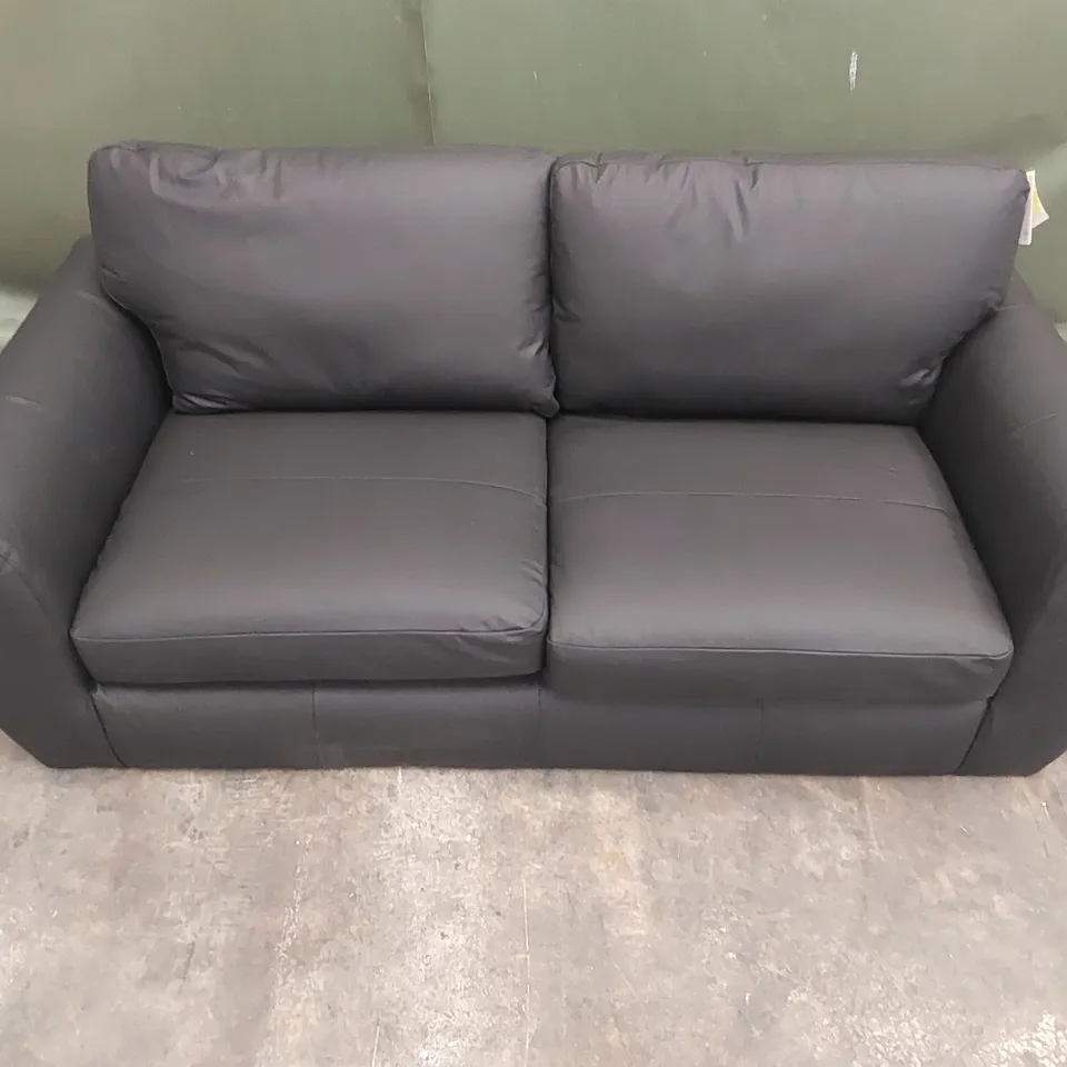 QUALITY DESIGNER SHAY 3-SEATER LEATHER SOFA - BLACK 