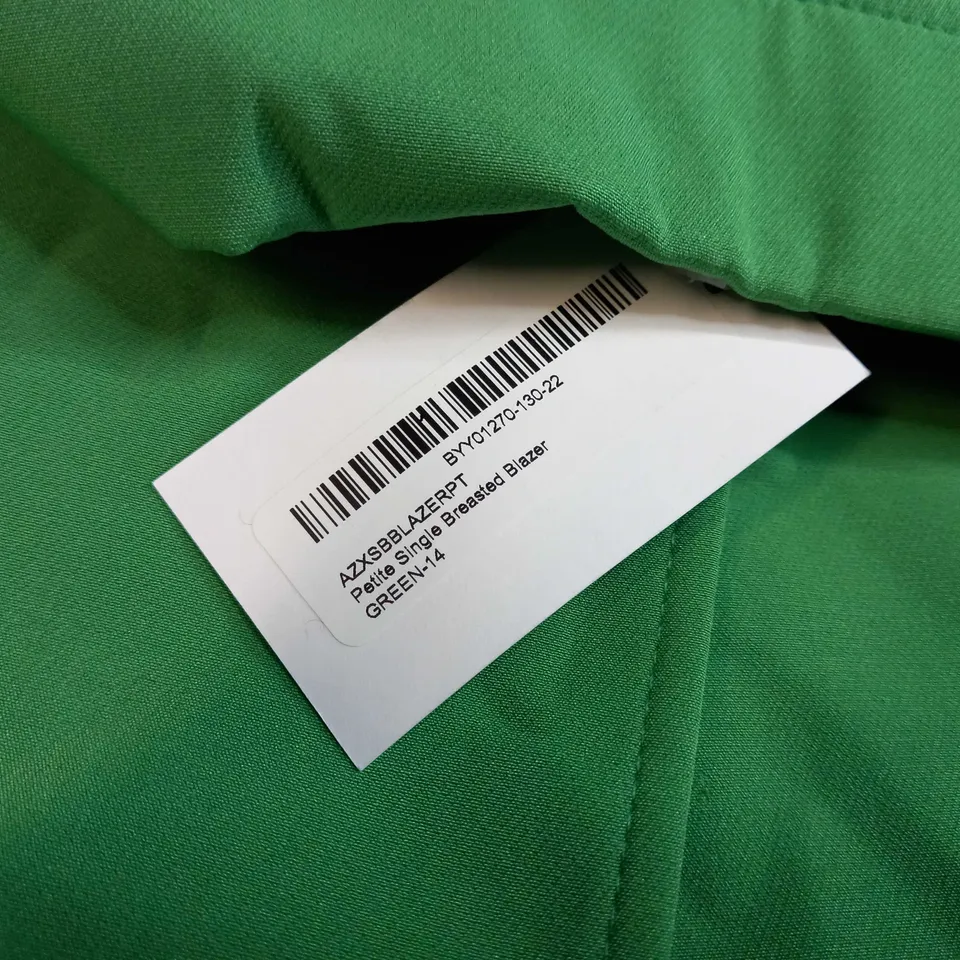 WALLIS GARDEN GREEN SINGLE BREASTED BLAZER - SIZE 14