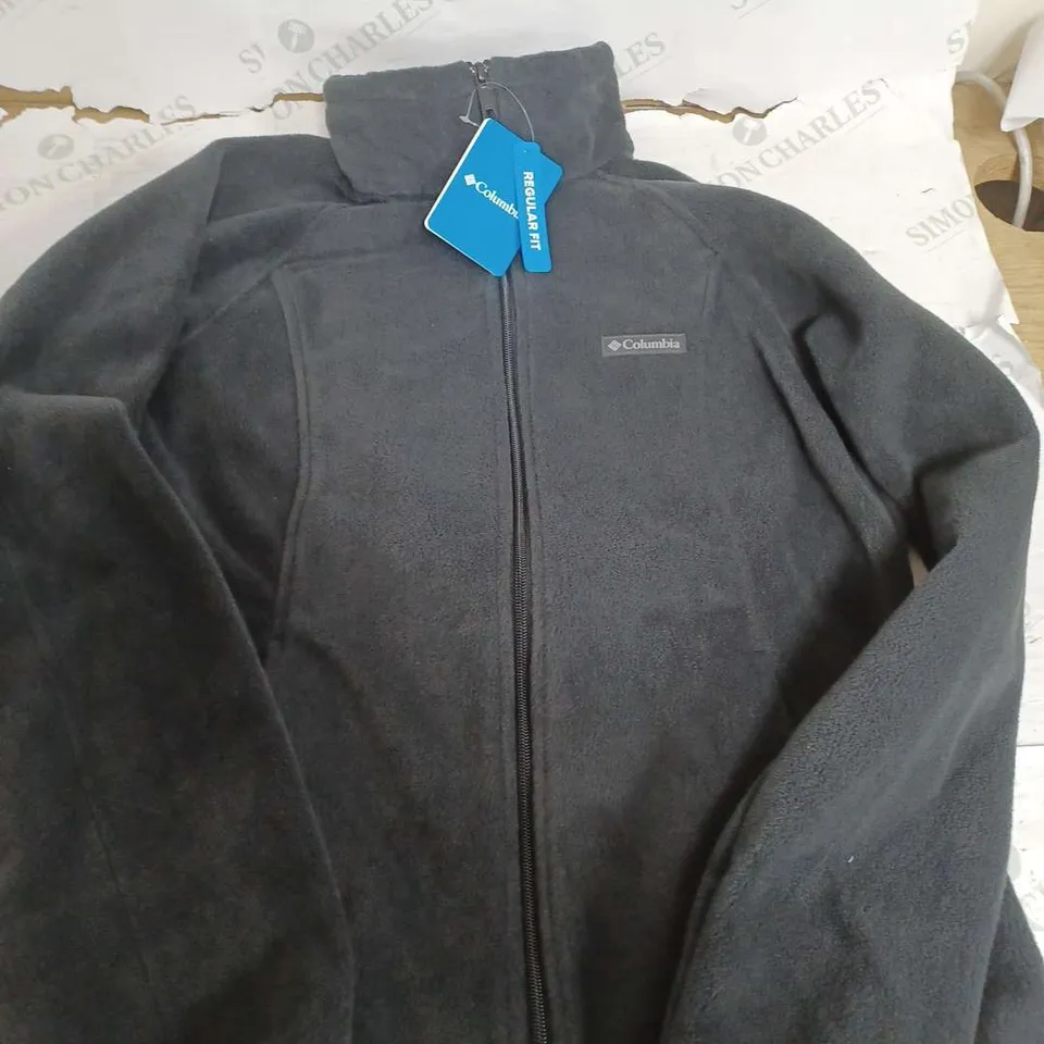 COLUMBIA REGUALAR FLEECE ZIP UP JACKET IN BLACK - LARGE