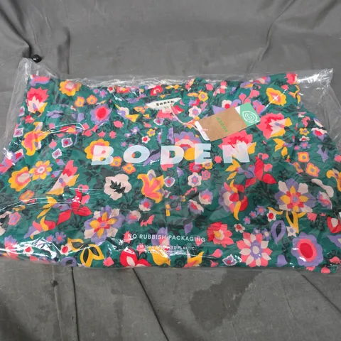 BAGGED NOBODYS CHILD WILLOW TIERED JERSEY DRESS IN FOREST GREEN MULTI - UK 10R