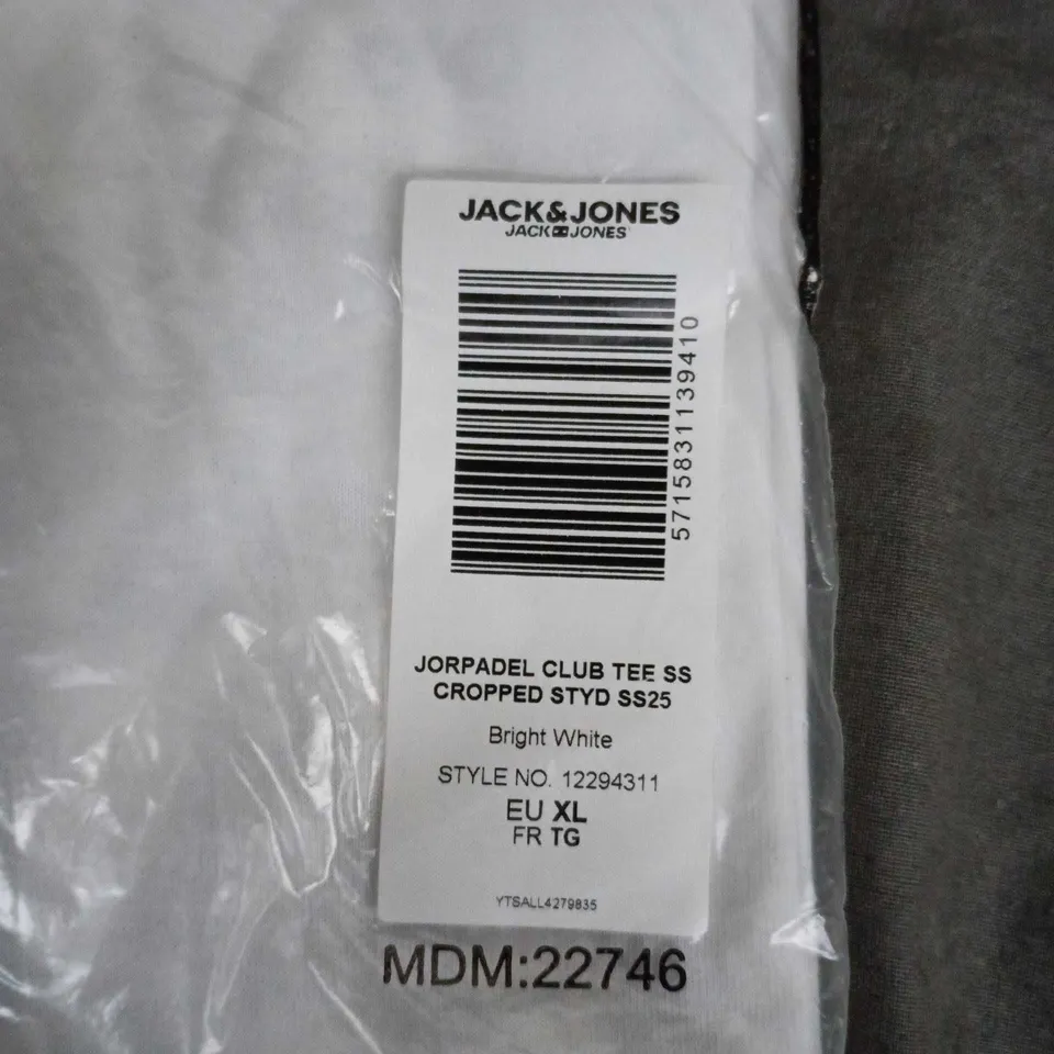 JACK & JONES JORPADEL CLUB TEE SS CROPPED – WHITE, UK L (EU XL)