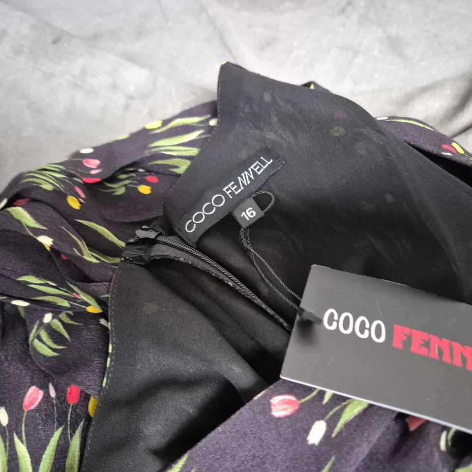 COCO FENNELL DRESS – BLACK FLORAL PRINT, LONG SLEEVES, UK SIZE 16