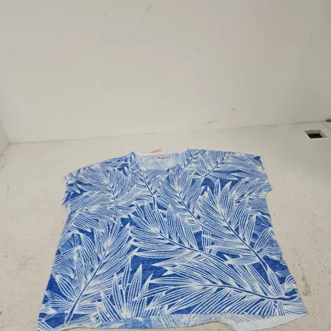 MUDFLOWER WOMEN'S BLUE PALM PRINT LIGHTWEIGHT DRESS/TOP – UK SIZE 14/16 (14/16)