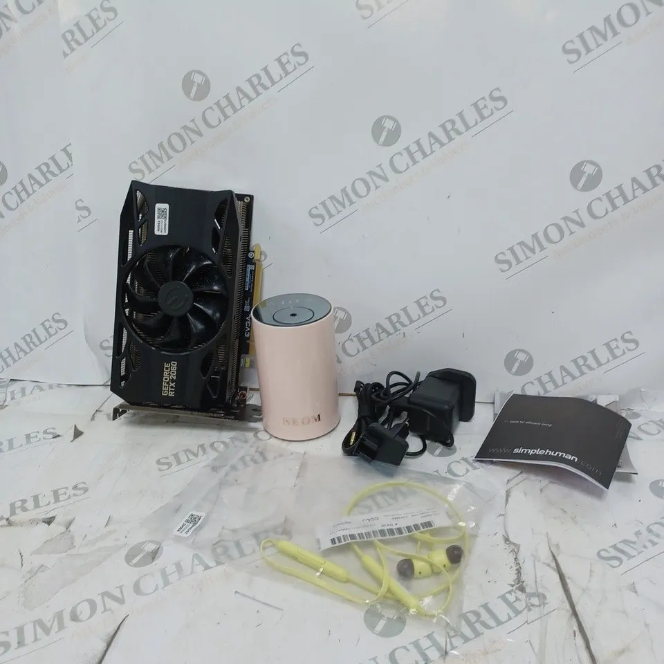 LOT OF HOUSE HOLD ITEMS TO INCLUDE NEOM OIL DIFFUSER, EARBUDS, ETC