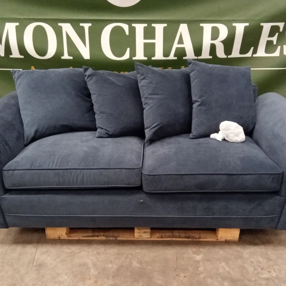 DURY FABRIC 3 SEATER SCATTER BACK SOFA - BLUE RRP £499