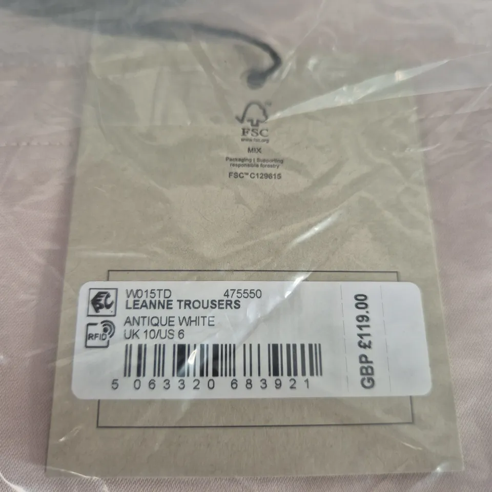 ALLSAINTS LEANNE TROUSERS - ANTIQUE WHITE, UK 10 (US 6)