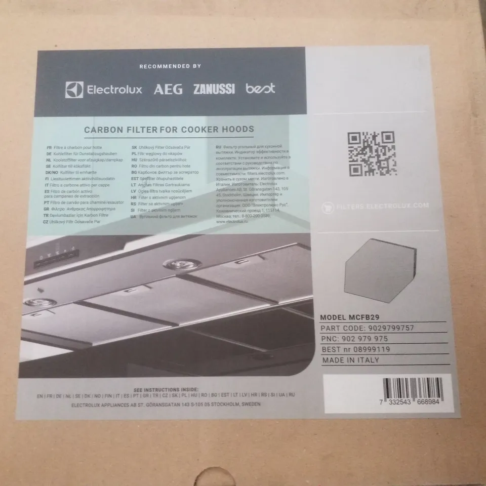 SET OF 9 BOXED CARBON FILTER FOR COOKER HOODS