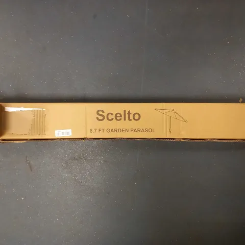 BOXED SCELTO TAUPE 6.7FT GARDEN PARASOL