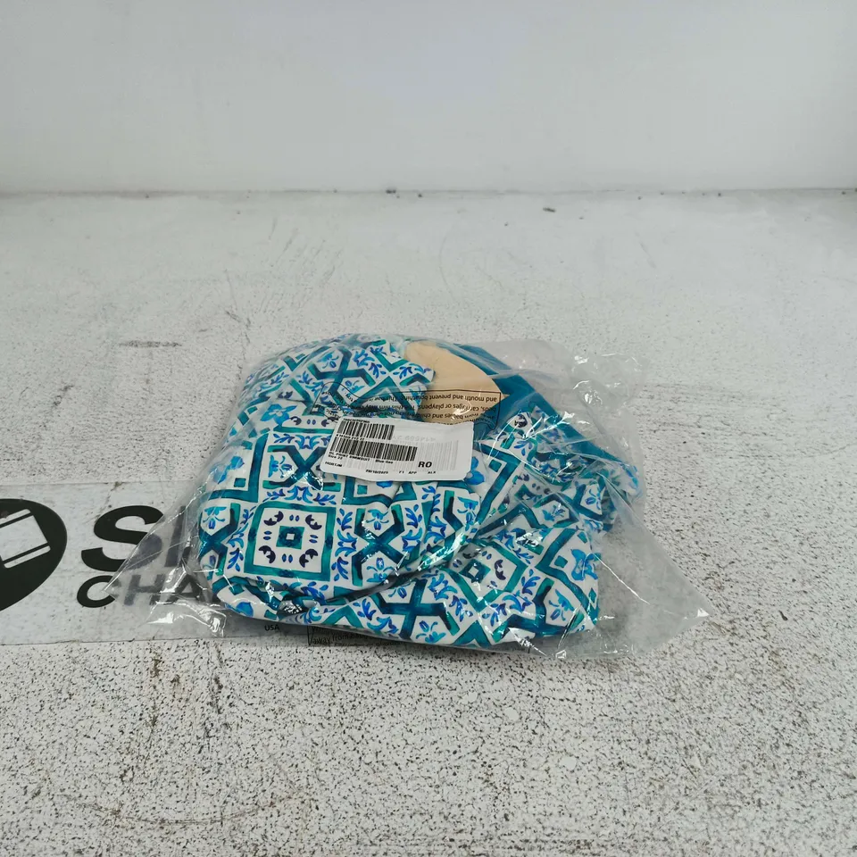 RUTH LANGSFORD PRINTED SWIMSUIT BLUE GEO SIZE 22