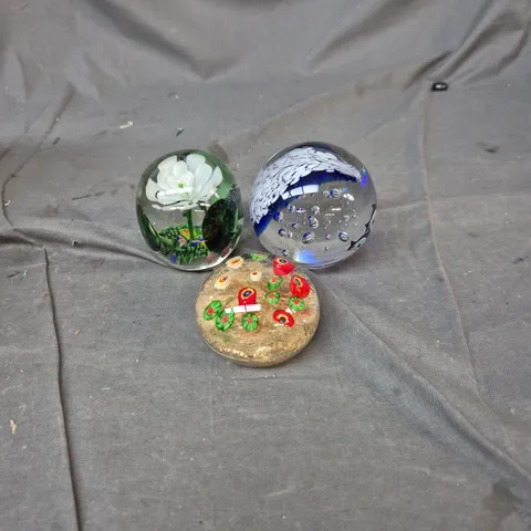 APPROXIMATELY 14 ASSORTED PAPERWEIGHTS 