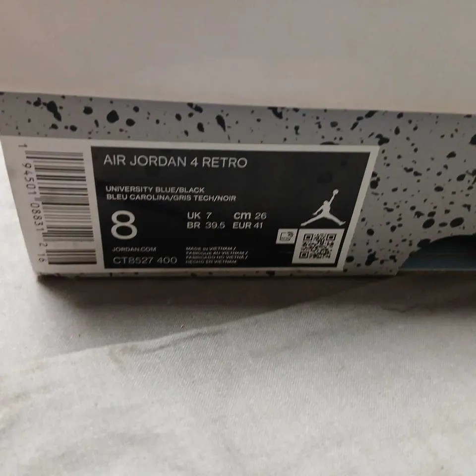AIR JORDAN 4 RETRO UNIVERSITY BLUE/BLACK – UK 7 (US 8) MEN'S SNEAKERS