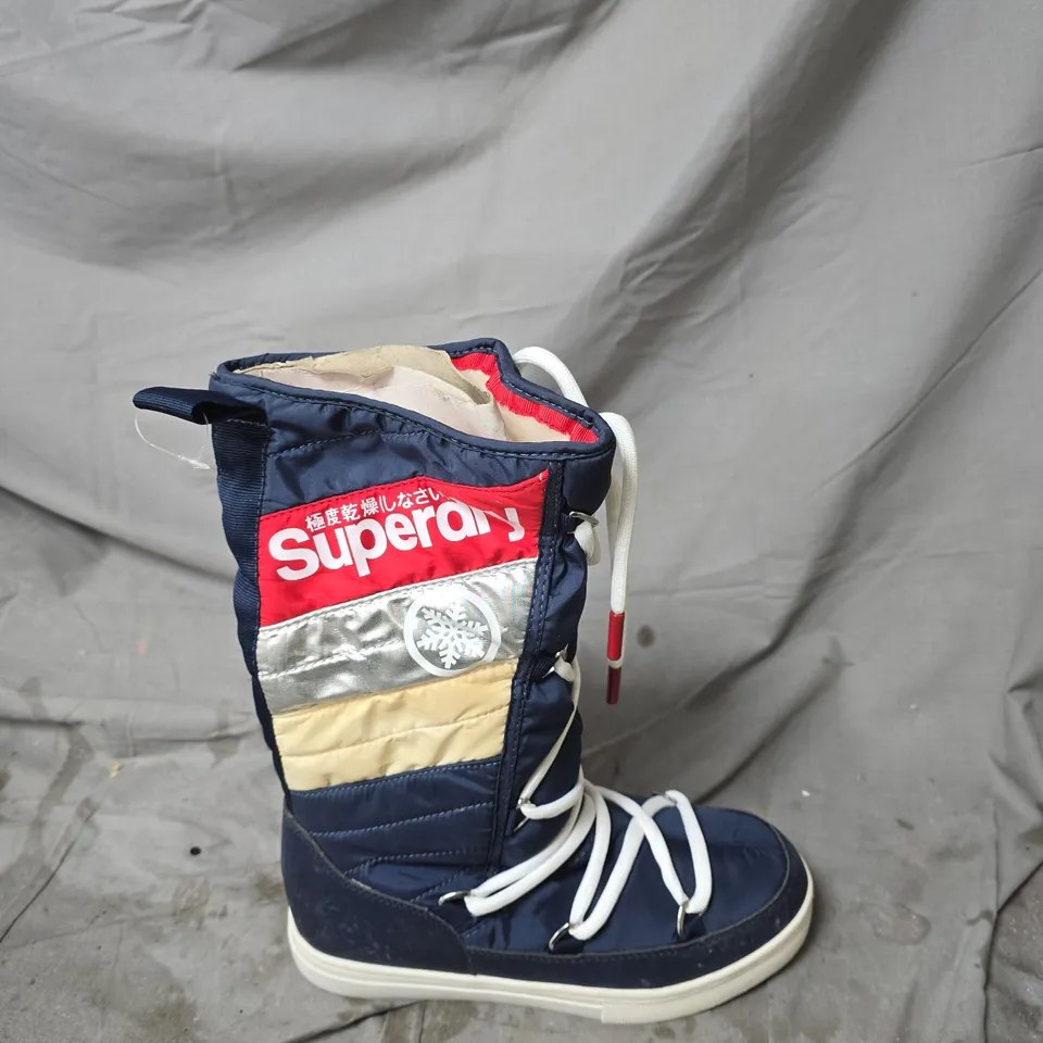 SUPERDRY NAVY HIGH-TOP WINTER BOOTS – WHITE LACES UK 5