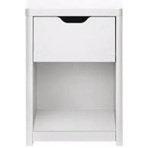 BOXED ASPEN 1 DRAWER BEDSIDE CHEST WHITE OAK (1 BOX)