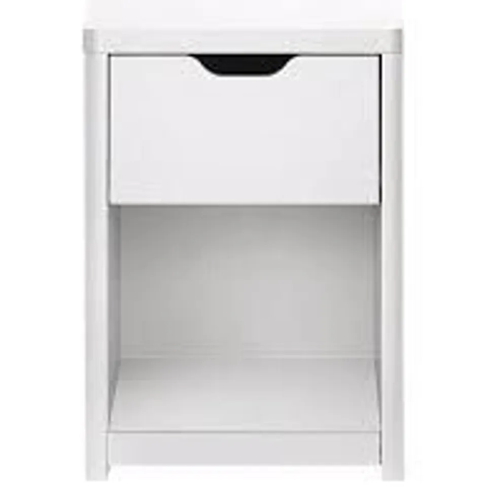 BOXED ASPEN 1 DRAWER BEDSIDE CHEST WHITE OAK (1 BOX)