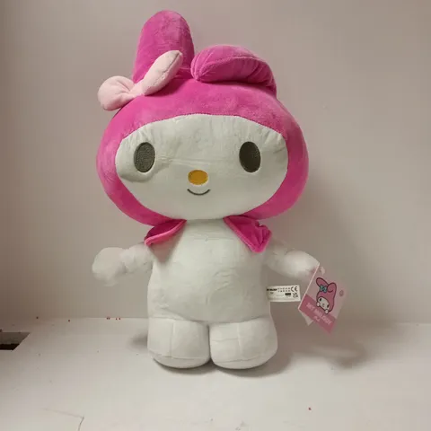 My Melody Plush Toy – Pink Hooded Character with Tag