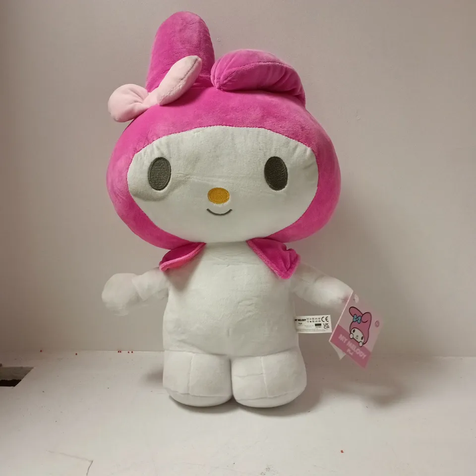 My Melody Plush Toy – Pink Hooded Character with Tag