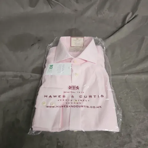 HAWES & CURTIS EXTRA SLIM NON-IRON FULL CUTAWAY COLLAR SINGLE CUFF SHIRT IN PINK & WHITE SIZE 16/34