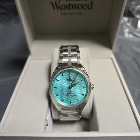 VIVIENNE WESTWOOD LADIES' WATCH – TURQUOISE DIAL, STAINLESS STEEL BRACELET – BOXED