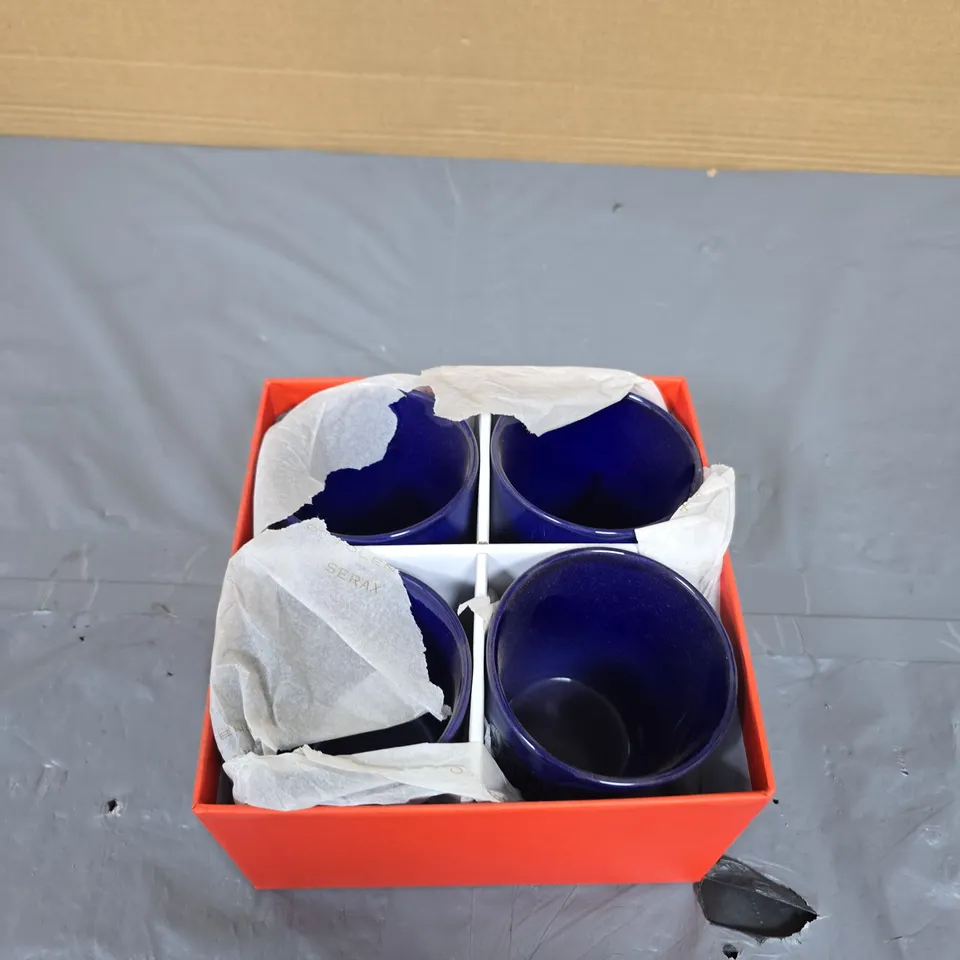 OTTOLENGHI LAPIS LAZULI TEA CUPS SET (4X) - SWIRL-STRIPES WHITE, 33 CL