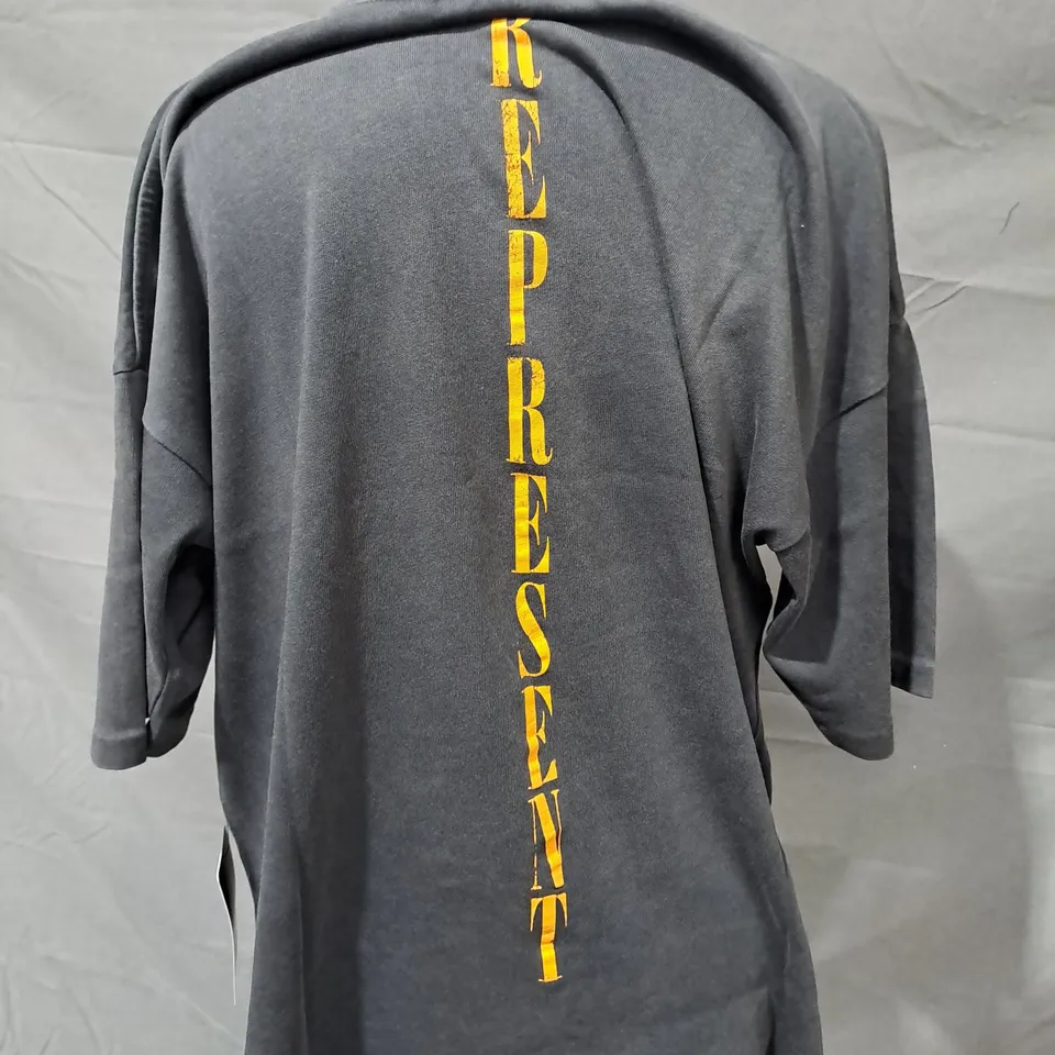 REPRESENT REBORN T-SHIRT IN BLACK SIZE MEDIUM
