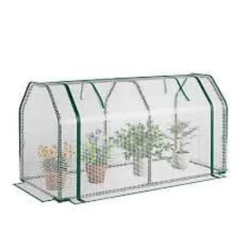 BOXED PORTABLE MINI GREENHOUSE W/ROLL-UP ZIPPERED DOOR INDOOR OUTDOOR GREEN HOT HOUSE