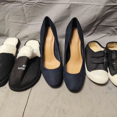BOX OF APPROXIMATELY 15 ASSORTED PAIRS OF SHOES AND FOOTWEAR ITEMS IN VARIOUS COLOURS, STYLES, AND SIZES - COLLECTION ONLY