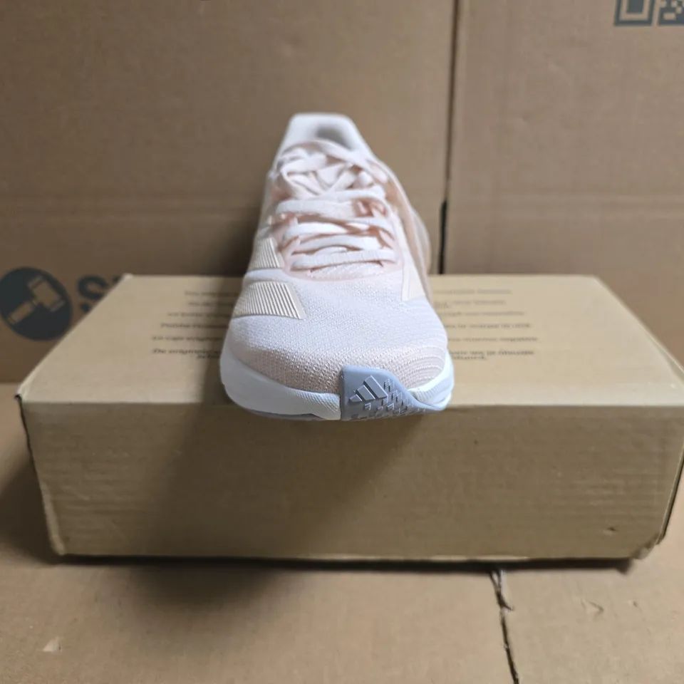 BOXED PAIR OF ADIDAS DURAMO RC2 TRAINERS IN LIGHT PINK SIZE UK 6