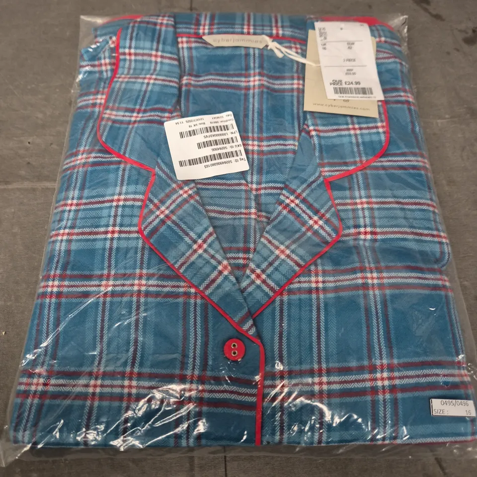 CYBERJAMMIES TWO-PIECE PYJAMA SET – BLUE PLAID, UK 16 (EU 42)