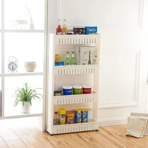 4 TIER SLIM SLIDE OUT KITCHEN BATHROOM TROLLEY RACK HOLDER