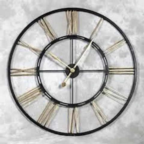 BRAND NEW BOXED HOMES DIRECT 365 LARGE IRON BLACK AND GOLD WALL CLOCK