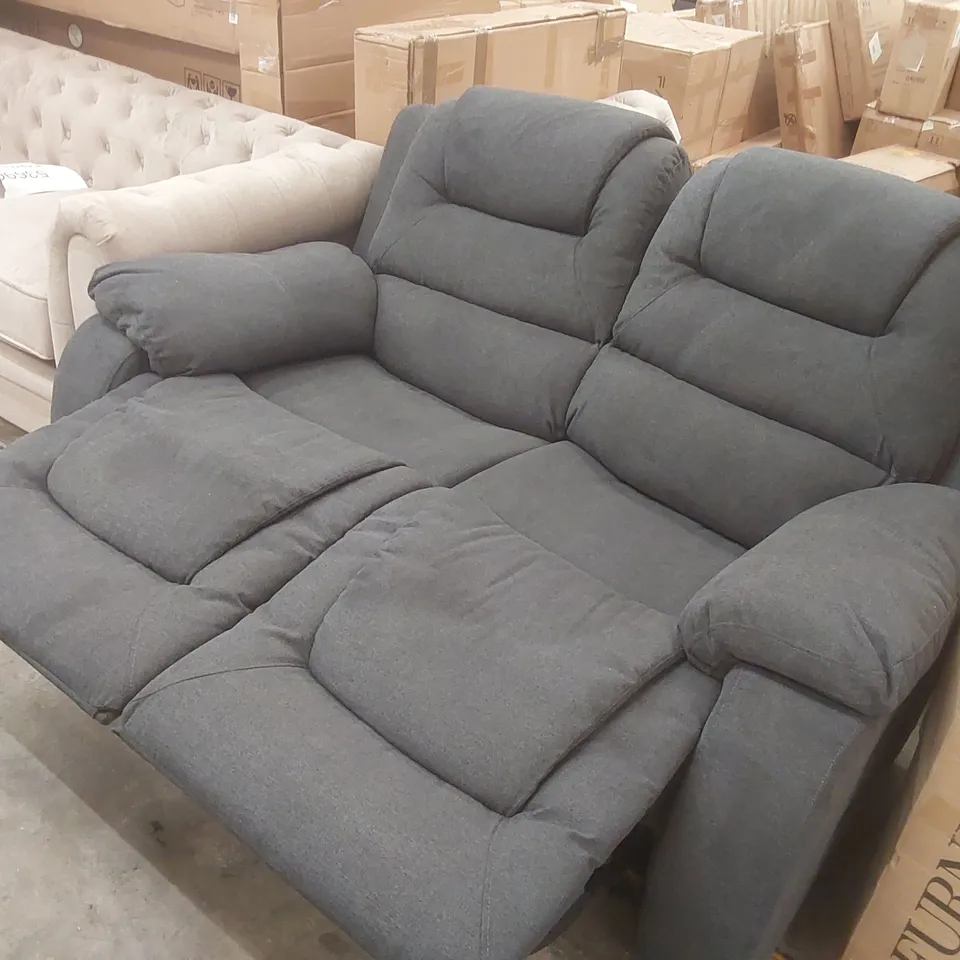 QUALITY DESIGNER FABRIC UPHOLSTERED 2-SEATER MANUAL RECLINER SOFA 