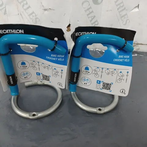 LOT OF 2 DECATHLON 1-BIKE WALL AND CEILING RACK UP TO 15KG BICYCLE STORAGE CYCLING