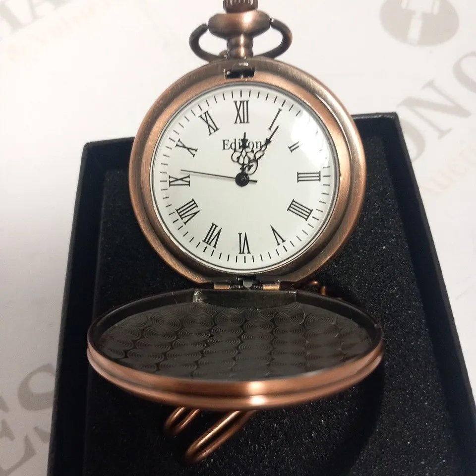 MENS EDISON POCKET WATCH – QUARTZ MOVEMENT – CHAIN AND GIFT BOX INCLUDED