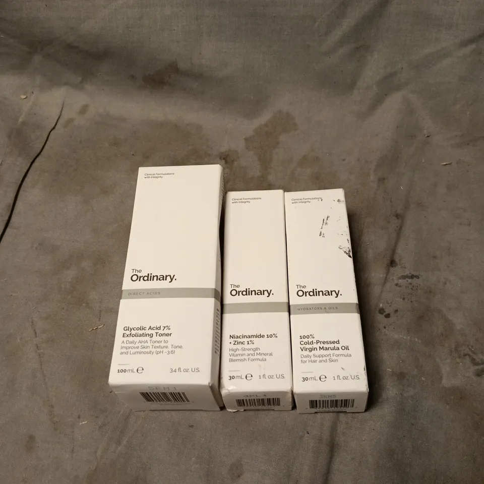 3 X THE ORDINARY PRODUCTS TO INCLUDE GLYCOLIC ACID 7% EXFOLIATING TONER ETC