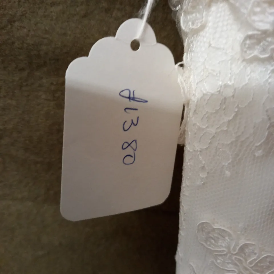 DAVID TUTERA LACE OVERLAY EMBELLISHED WEDDING DRESS - 12
