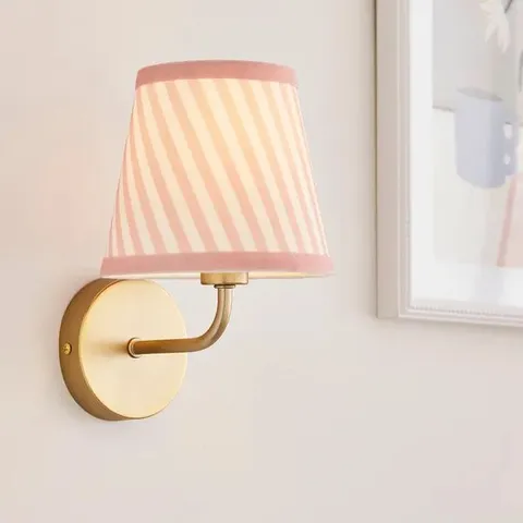 BOXED COUNTRY STRIPE TAPERED LAMP SHADE 15CM - PINK
