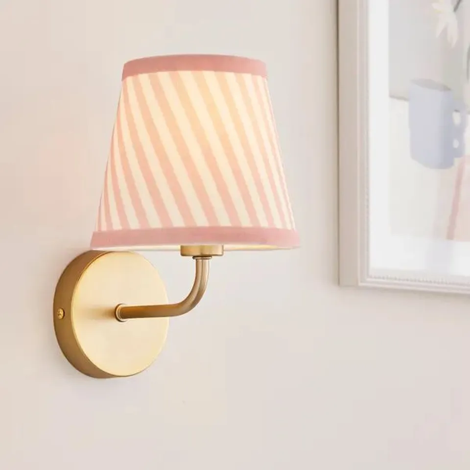 BOXED COUNTRY STRIPE TAPERED LAMP SHADE 15CM - PINK