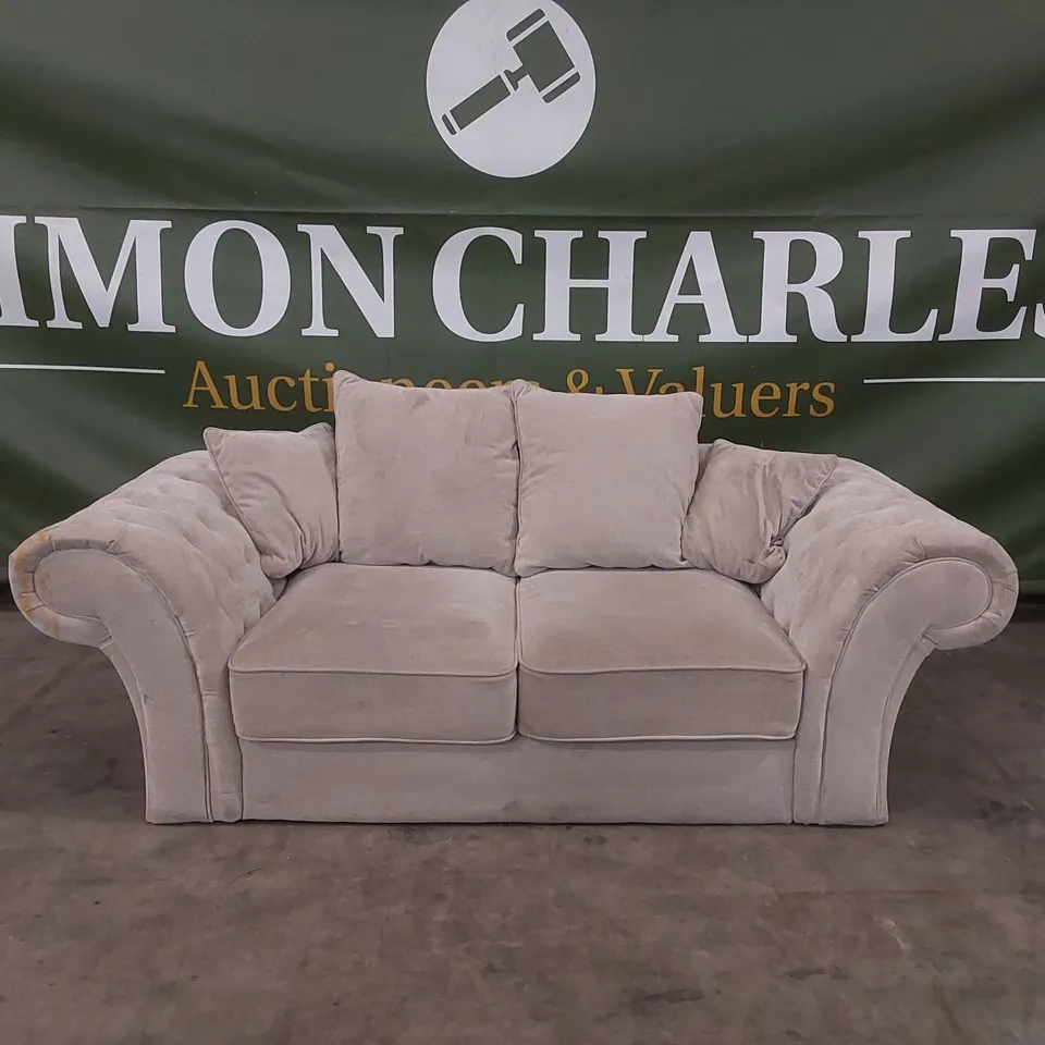 QUALITY DESIGNER WINDSOR 3 SEATER FABRIC UPHOLSTERED SCATTER BACK SOFA