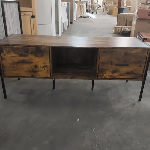 2 DRAWER CABINET TABLE - DARK WOOD 