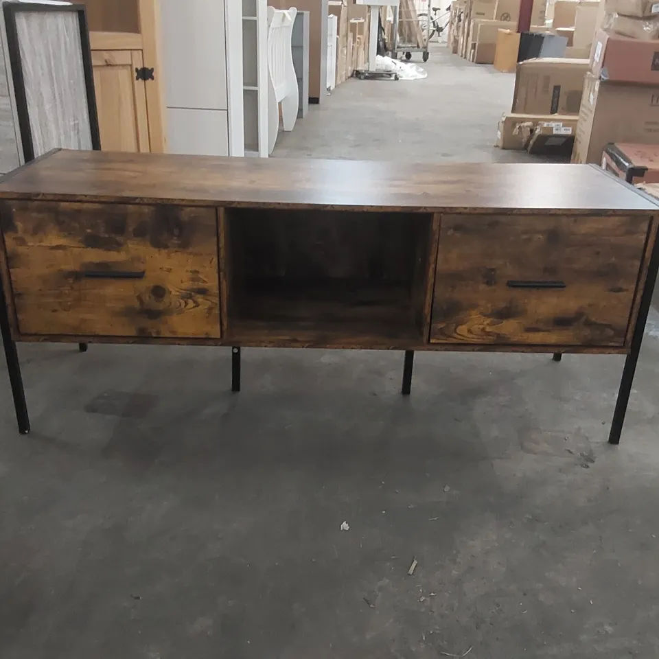 2 DRAWER CABINET TABLE - DARK WOOD 