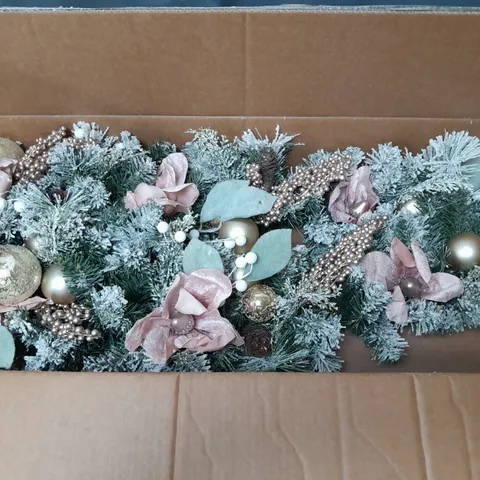FROSTED ROSE SWAG CHRISTMAS GARLAND - COLLECTION ONLY