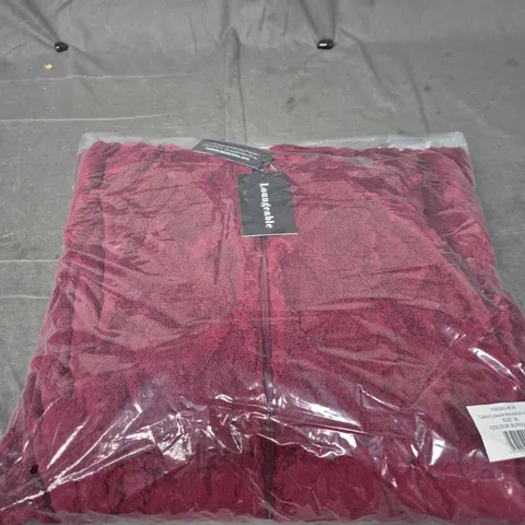 LOUNGEABLE CABLE CUTWORK HOODED ALL-IN-ONE BATHROBE – BURGUNDY – SIZE M