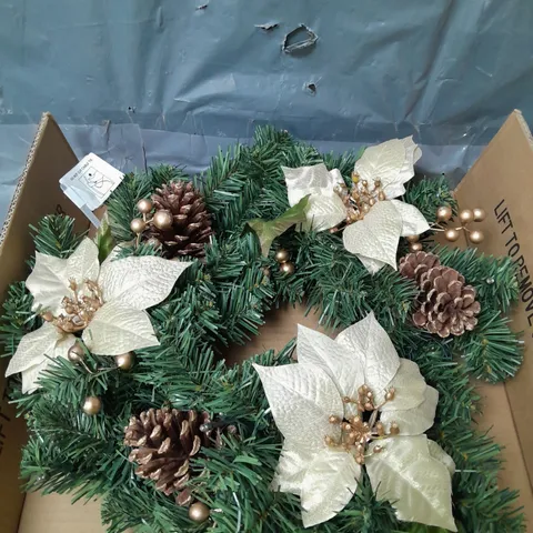 BOXED GOLD POINSETTA PRE LIT WREATH