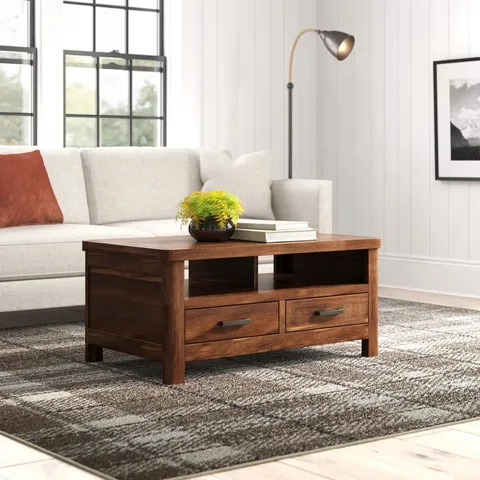 BOXED ORUADA ACACIA COFFEE TABLE WITH STORAGE
