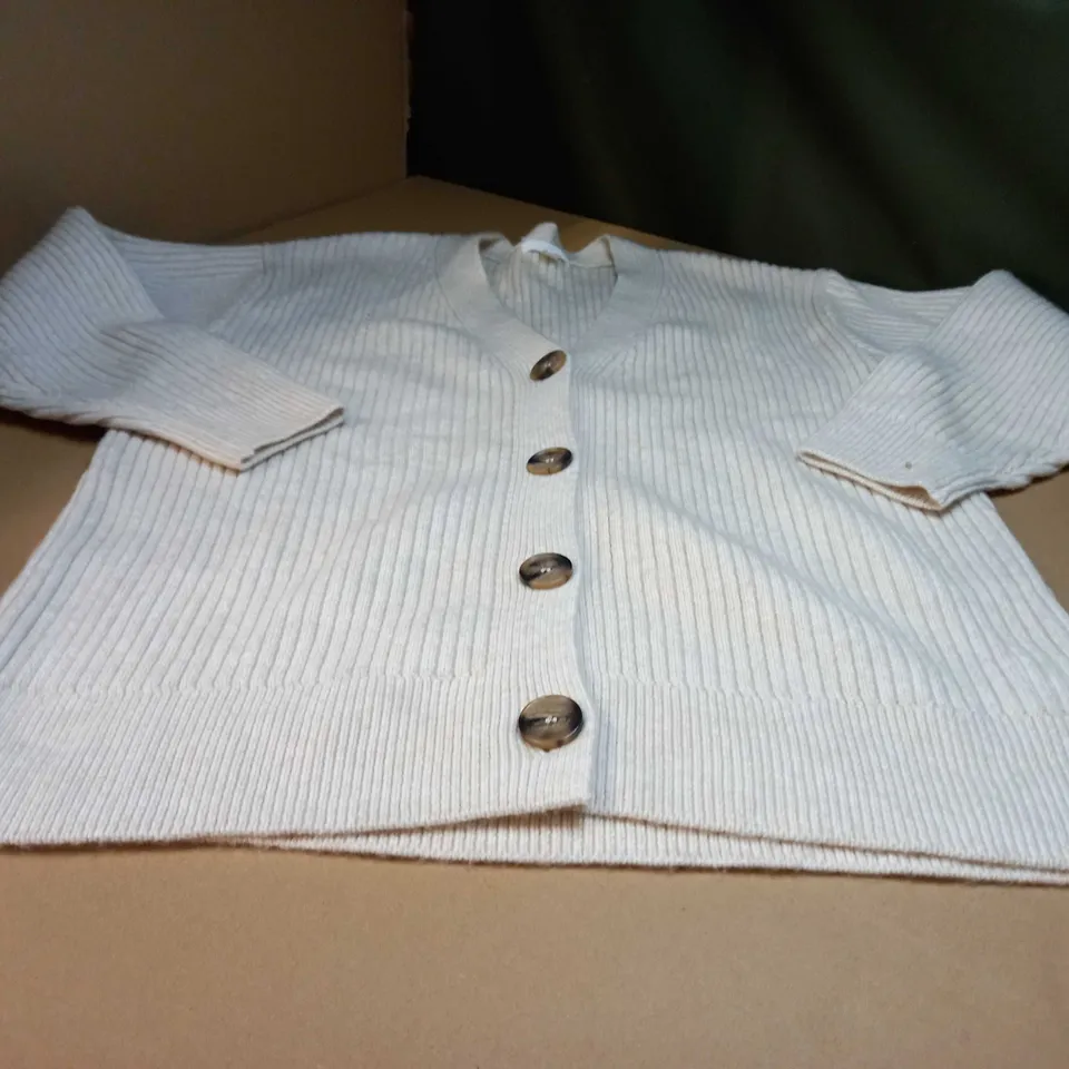 H&M OATMEAL RIBBED CARDIGAN - MEDIUM
