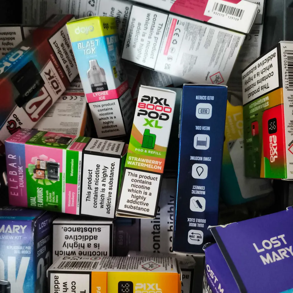 APPROXIMATELY 15 ASSORTED E-CIGARETTE AND VAPE PRODUCTS TO INCLUDE IVG, LOST MARY, DOJO ETC
