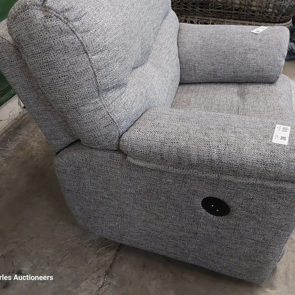 QUALITY BRITISH DESIGNER G PLAN STRATFORD POWER RECLINING EASY CHAIR REED PEWTER FABRIC 