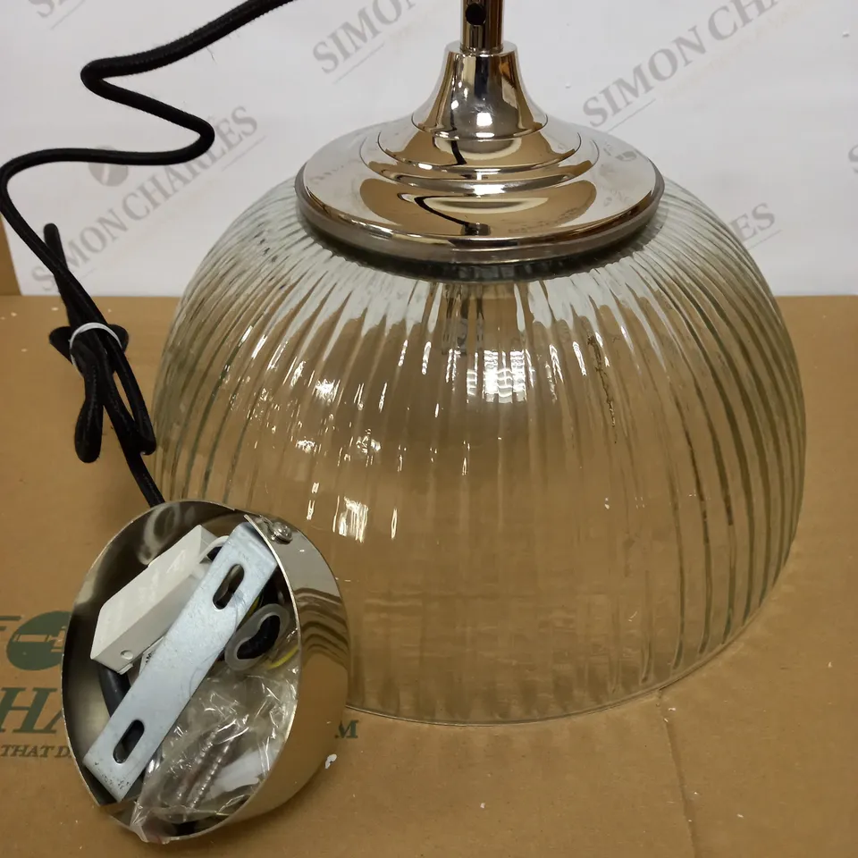 DAR LIGHTING YAMBOL PENDANT POLISHED NICKEL CLEAR GLASS LIGHT FIXTURE