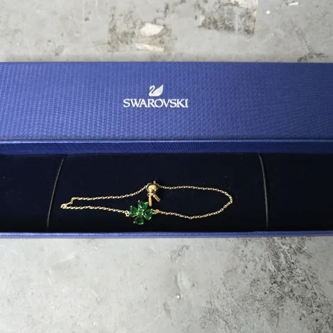 BOXED SWARVOSKI GREEN 4 LEAF CLOVER BANGLE 